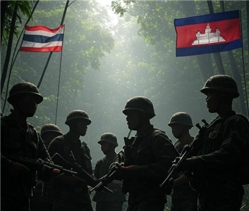 泰國軍方表示，今天(24日)在邊境與柬埔寨部隊交火，柬方違反去年12月簽署的停火協議。(示意圖/AI生成圖)