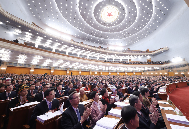 中國第14屆全國人民代表大會第4次會議5日上午在北京人民大會堂開幕。（中新社提供）

