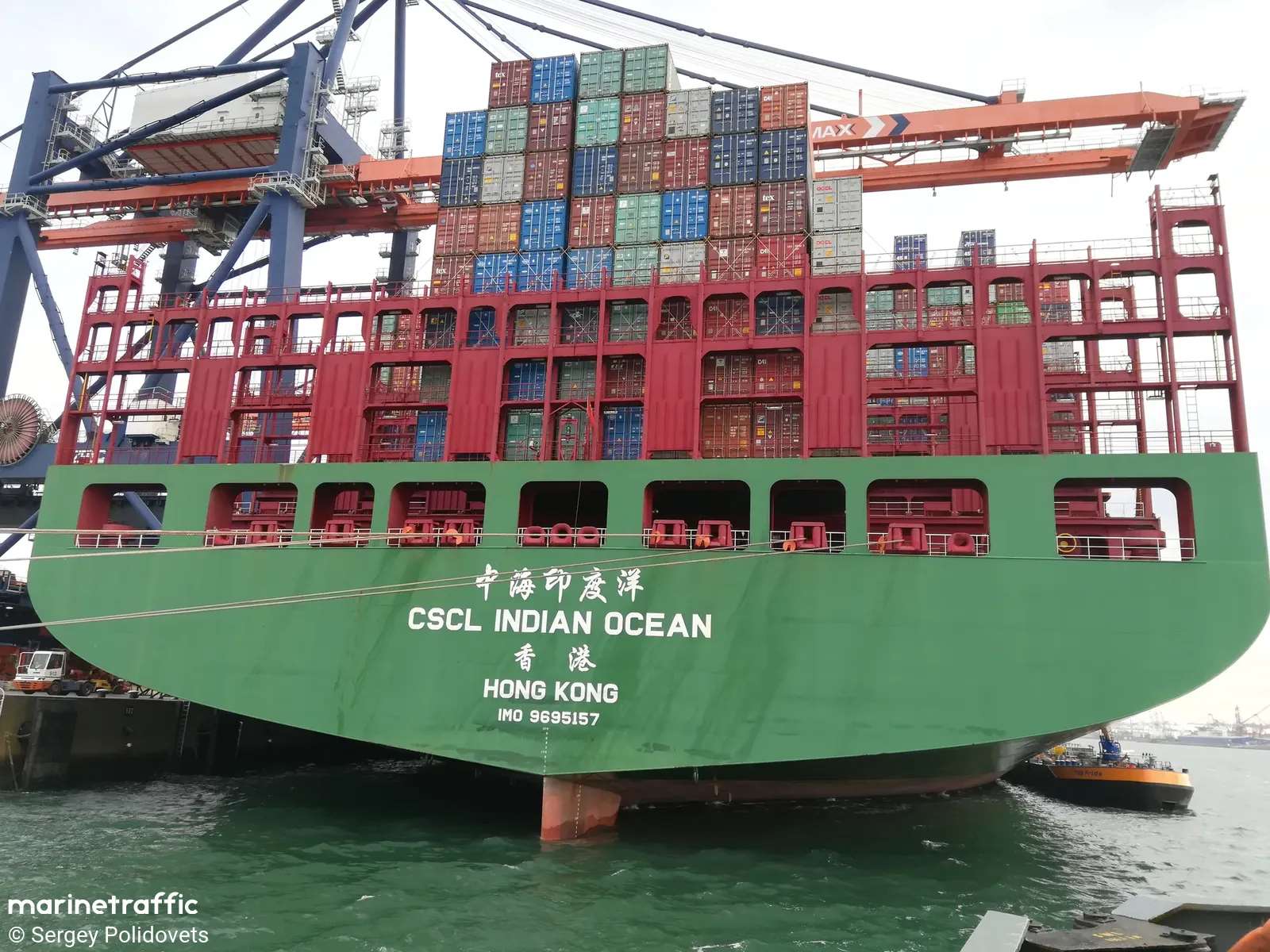 中國遠洋海運集團旗下貨櫃船「中海印度洋」號。 (圖:marinetraffic)