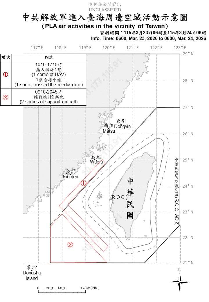 中共13機艦船台海周邊活動。(圖:國防部)