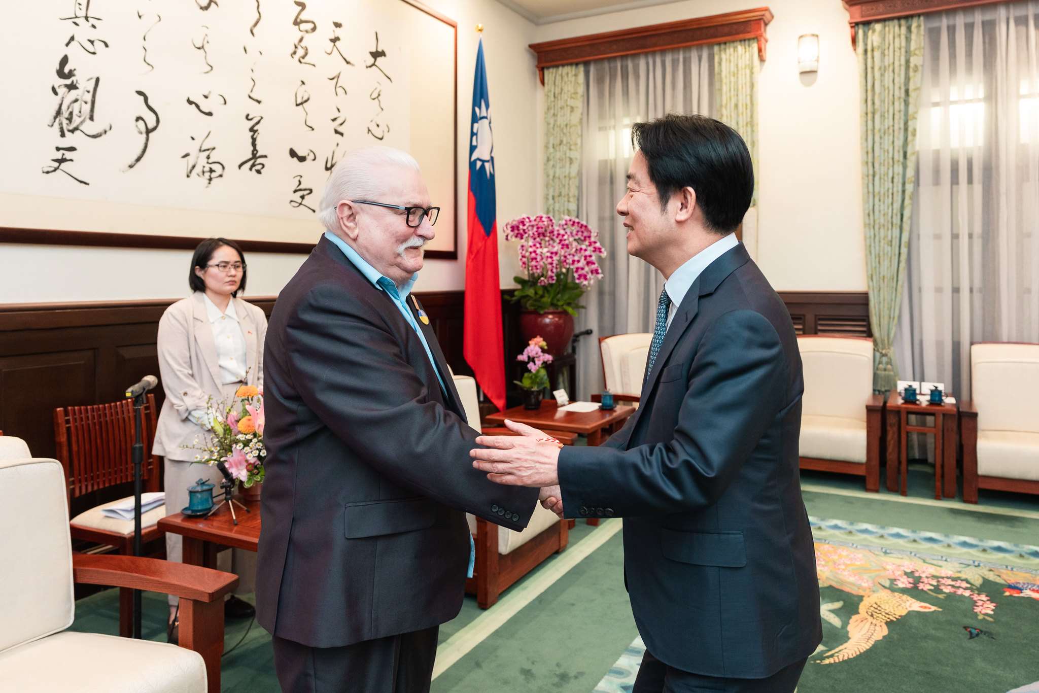 賴清德總統17日下午接見波蘭前總統華勒沙(Lech Walesa)。 (圖:總統府)