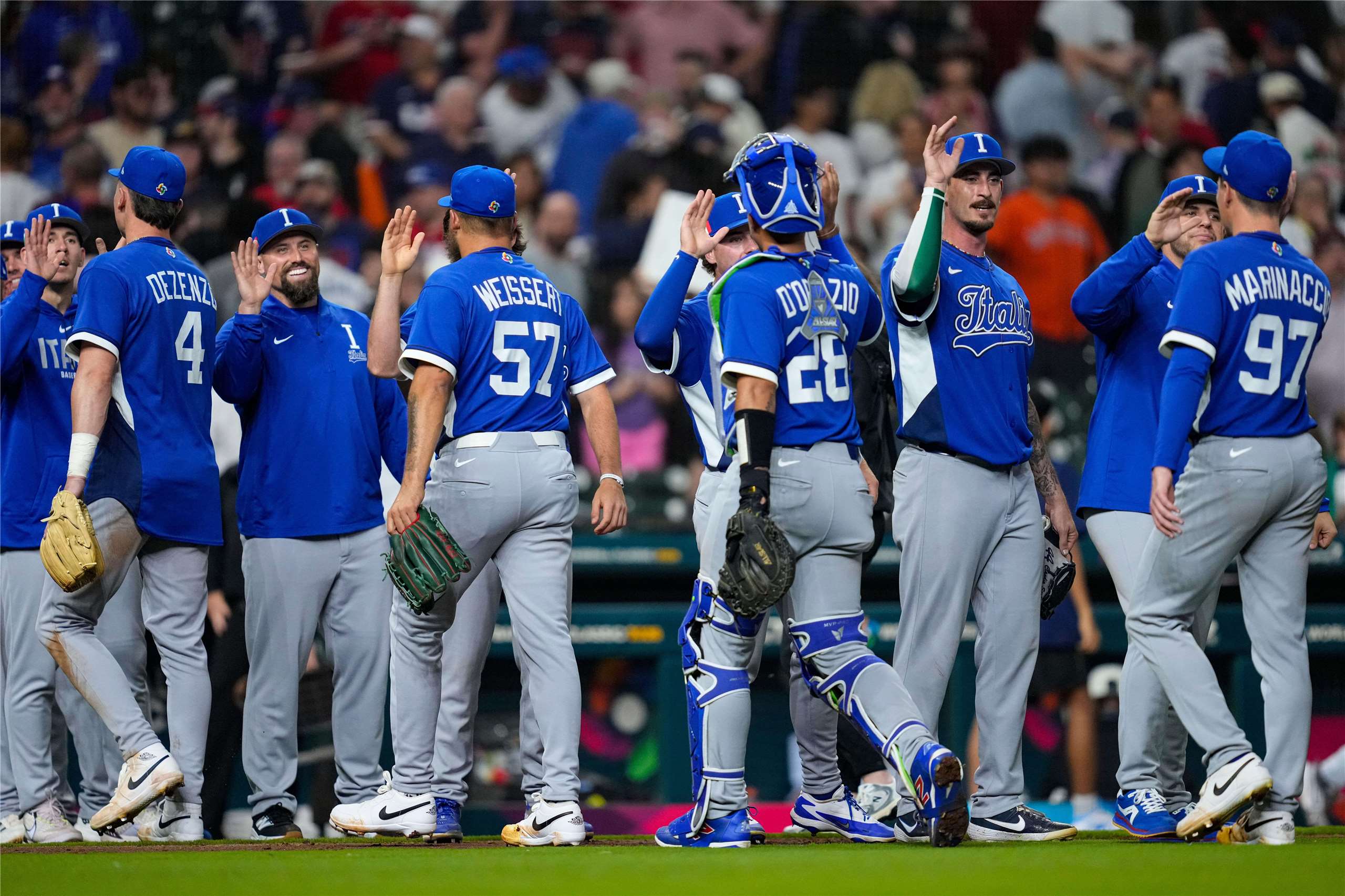 WBC世界棒球經典賽，義大利以8:6擊敗美國隊，讓B組晉級形勢出現變數。(AP/達志影像)