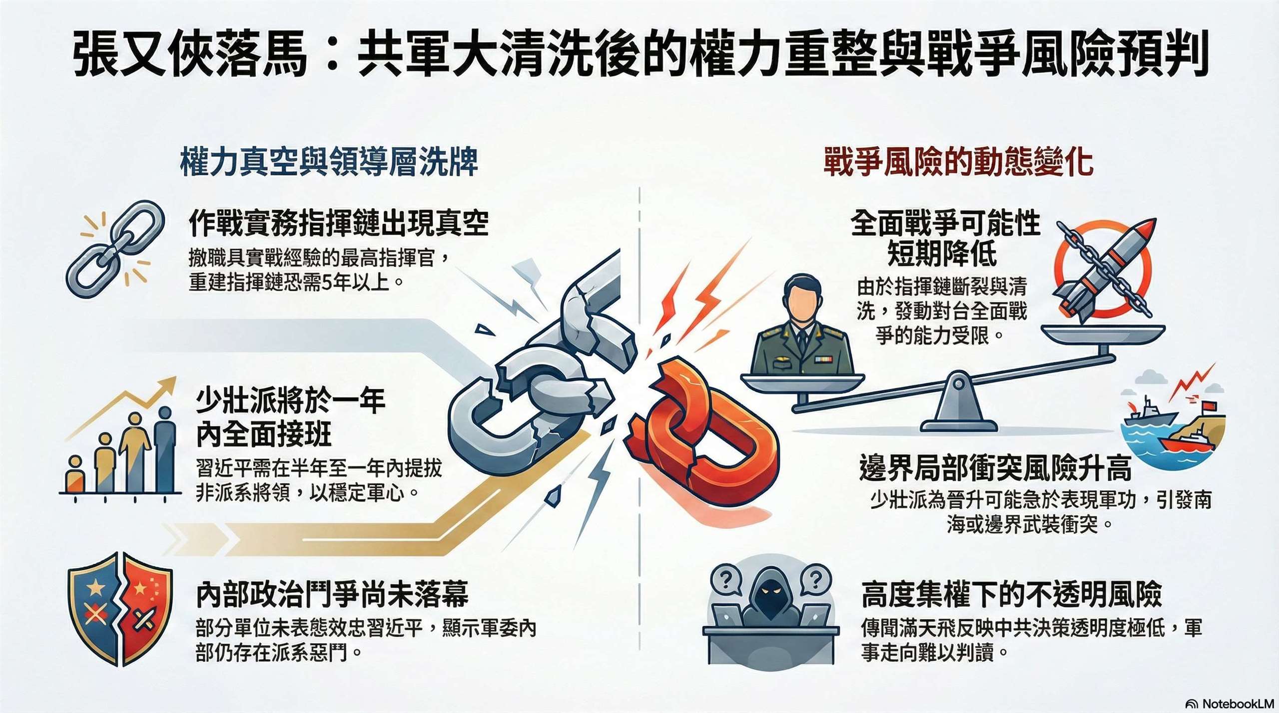 張又俠落馬 共軍高層人事異動恐引發週邊戰爭(AI生成圖)