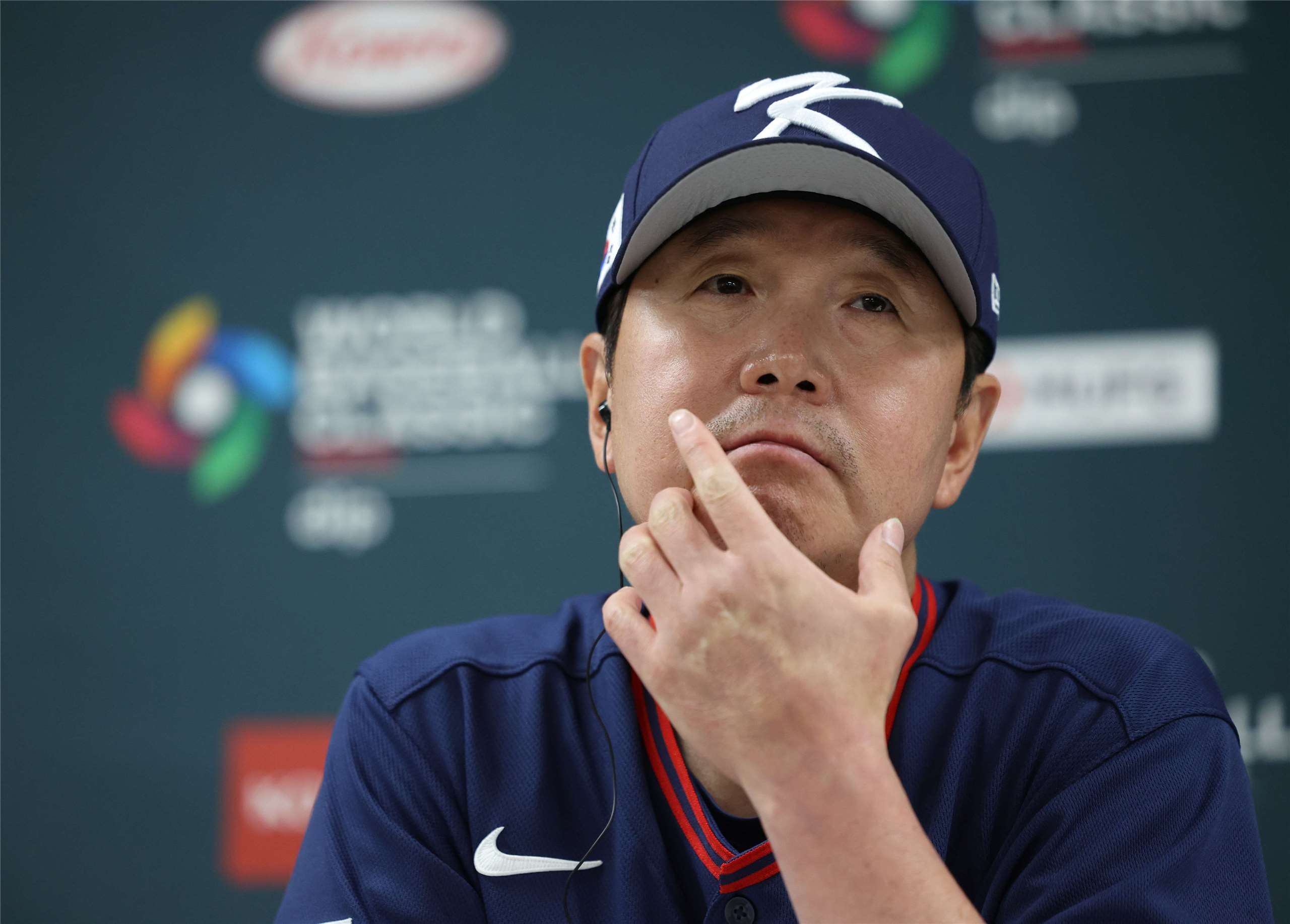 世界棒球經典賽（WBC）9日晚間在東京巨蛋上演奇蹟，韓國隊以7比2擊敗澳洲隊，睽違17年晉級8強。圖為總教練柳志炫。(讀賣新聞提供)
