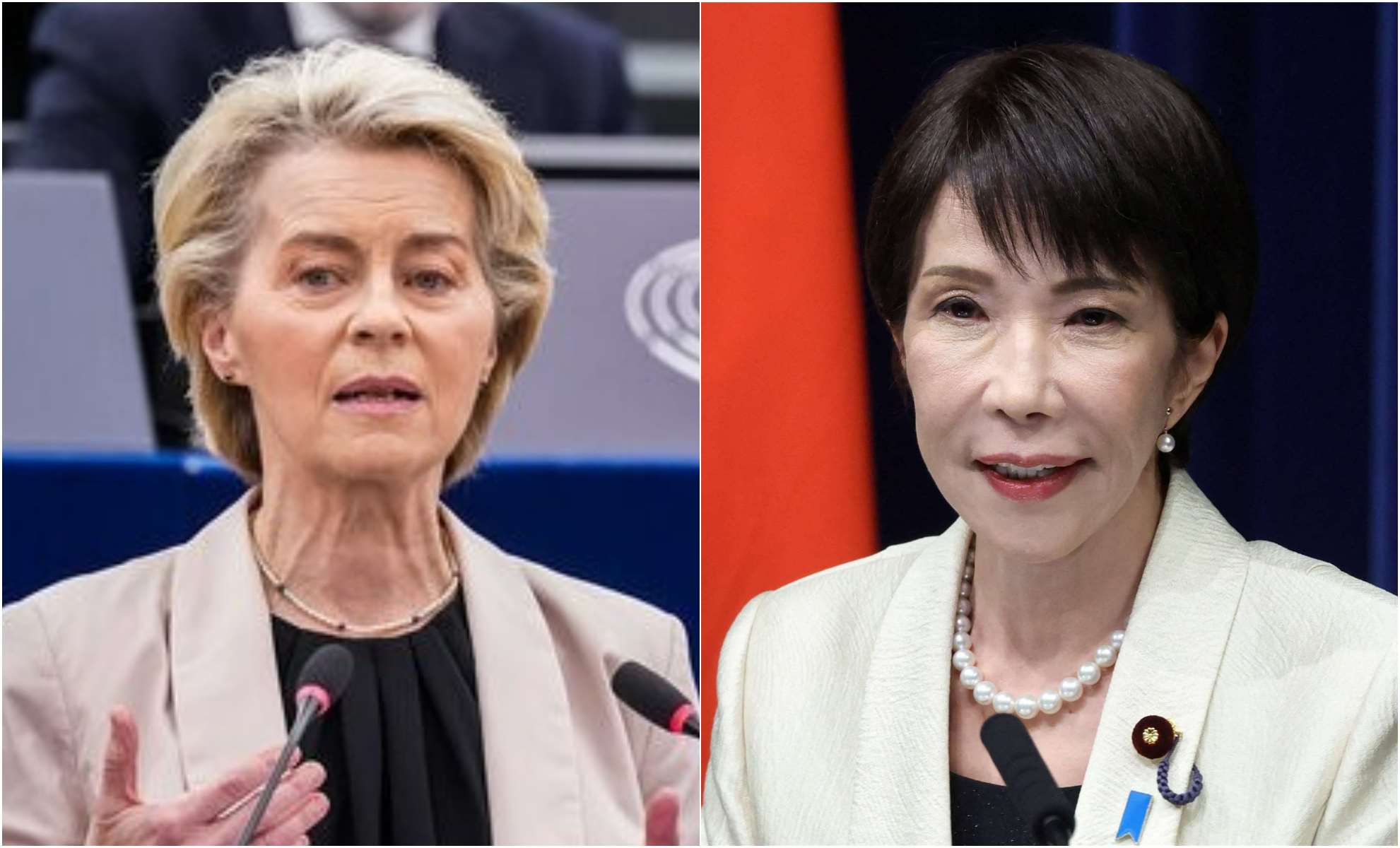 歐盟執委會主席范德賴恩(左)、日本首相高市早苗(右)將於6 月間舉行峰會。 (圖：EU、路透社/達志影像，央廣合成)