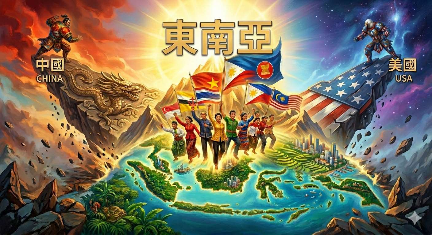 未來是華府與北京必須在東南亞設定的新遊戲規則中，努力找到自己的位置。這是東南亞的勝利，也是新興市場翻轉命運的歷史折點。示意圖：AI生成