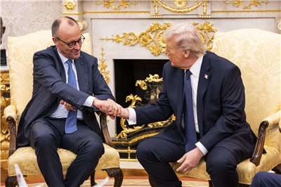 美國總統川普3日白宮會晤德國總理梅爾茨。 (圖:X@bundeskanzler)