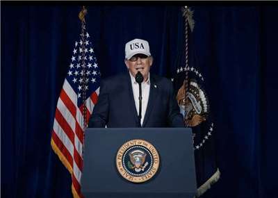 美國總統川普說明轟炸伊朗。(AFP)