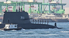 圖為潛艦國造原型艦海鯤艦12日進行第6次潛航測試。