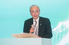 日本「日華議員懇談會」會長暨眾議院憲法審查會會長古屋圭司日前出席玉山論壇開幕並致詞(圖)，還與賴清德總統會面，因而遭到中國制裁。(資料照片/中央社)
