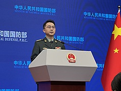 中國國防部26日舉行例行記者會，由發言人蔣斌回應中外記者提問。