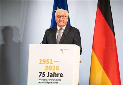 德國總統史坦麥爾(Frank-Walter Steinmeier)24日出席德國外交部重建75週年紀念活動。 (圖:FB/Bundespraesident.Steinmeier)