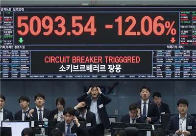 韓國股市KOSPI指數4日重挫12.06%、盤中一度引發熔斷機制，被韓媒稱為「恐怖星期三」。（示意圖/AI生成）