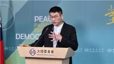 陸委會副主委梁文傑12日主持陸委會例行記者會。(陳國維 攝)