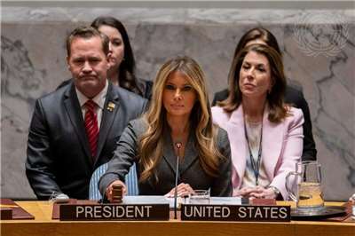 美國第一夫人梅蘭妮亞(Melania Trump)2日主持聯合國安理會會議。 (UN Photo/Manuel Elias)