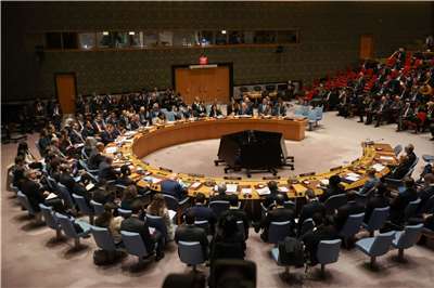 美國和以色列對伊朗發動「史詩怒火行動」空襲後，各國代表在紐約聯合國總部出席聯合國安理會會議。(路透社/達志影像)