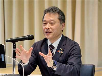 日本三重縣知事一見勝之率團來台訪問，18日下午在日本台灣交流協會台北事務所舉行記者會說明訪台心得與成果 (央廣記者王照坤 攝)