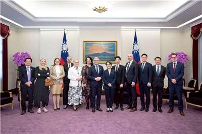 副總統蕭美琴18日接見芬蘭國會訪團。 (圖:總統府)