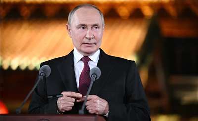 圖為俄羅斯總統普丁去年9月3日結束訪中行程前接受媒體聯訪。 (圖:克宮)