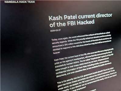 駭客組織「漢達拉駭客小組」(Handala Hack Team)在自家網站上宣稱駭入美國聯邦調查局(FBI)局長巴特爾(Kash Patel)的私人電子郵件，並公布部分內容。(路透社/達志影像)