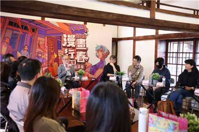 文化部長李遠3日赴在台中出席「2026 漫畫行春—漫畫家交流會」，與20位漫畫家及漫畫產業人士討論台灣漫畫產業發展相關議題。(江昭倫攝)