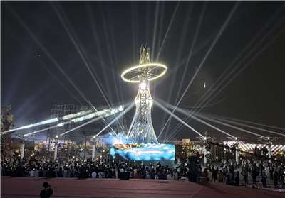 2026台灣燈會主燈「光沐-世界的阿里山」。(吳琍君攝)