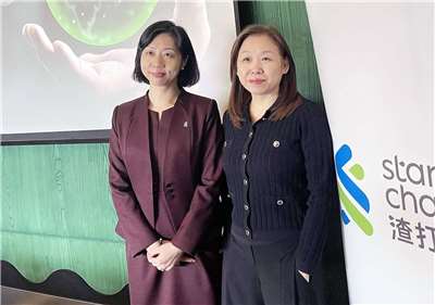 渣打集團20日發布最新「2026循環經濟金融驅動力」報告。左為渣打集團大中華及北亞區永續金融主管甘露穎。右為渣打銀行企業暨投資銀行事業總處負責人朱佳玲。(陳林幸虹 攝)