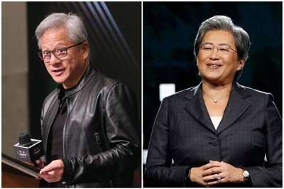 白宮25日宣布，總統川普計劃任命輝達執行長黃仁勳(左)和超微執行長蘇姿丰(右)等人，加入科技顧問會議。資料合成照。(圖：總統府提供、AMD官網)