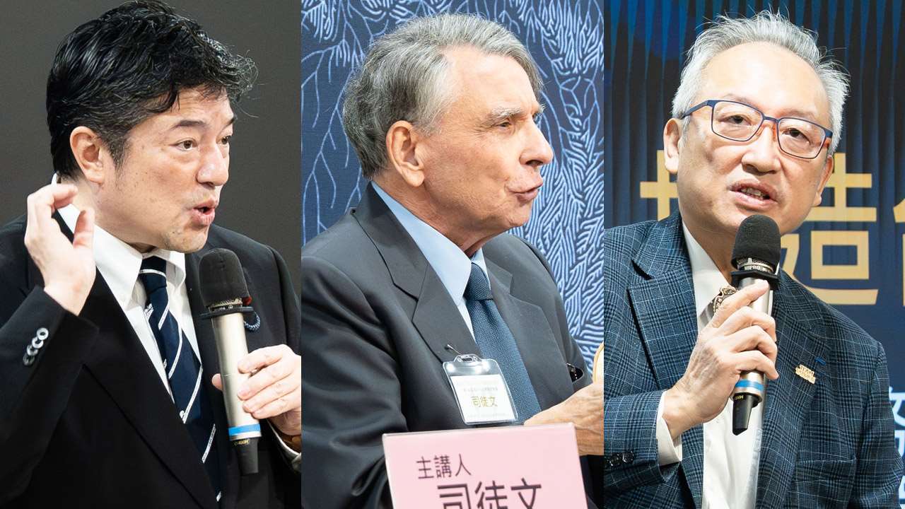 第14屆「海內外台灣國是會議」26日於台北登場，邀請日本前防衛副大臣中山泰秀(左起)、前AIT處長司徒文及外交部次長吳志中等人，就美日台三邊關係進行專題演講。(楊仁翔攝)