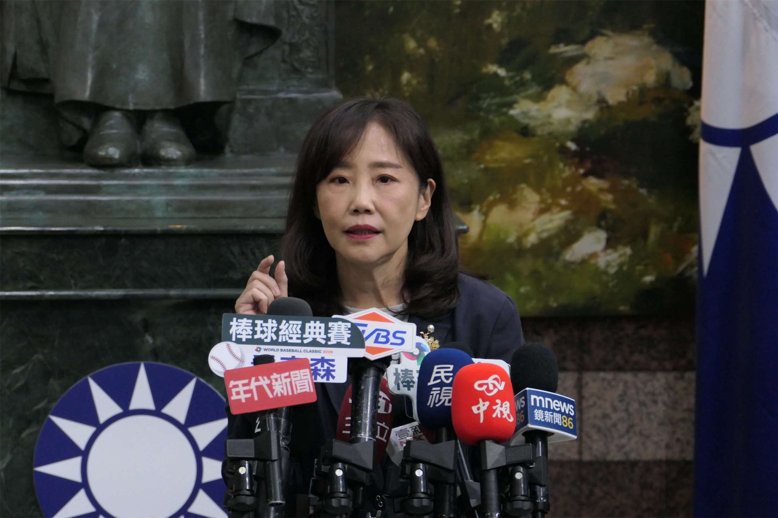 國民黨文傳會主委尹乃菁表示，對於賴清德總統出訪行程暫緩深感遺憾，並呼籲中國大陸應克制、減少打壓，給予中華民國政府必要的外交空間。資料照。(趙婉淳 攝)
