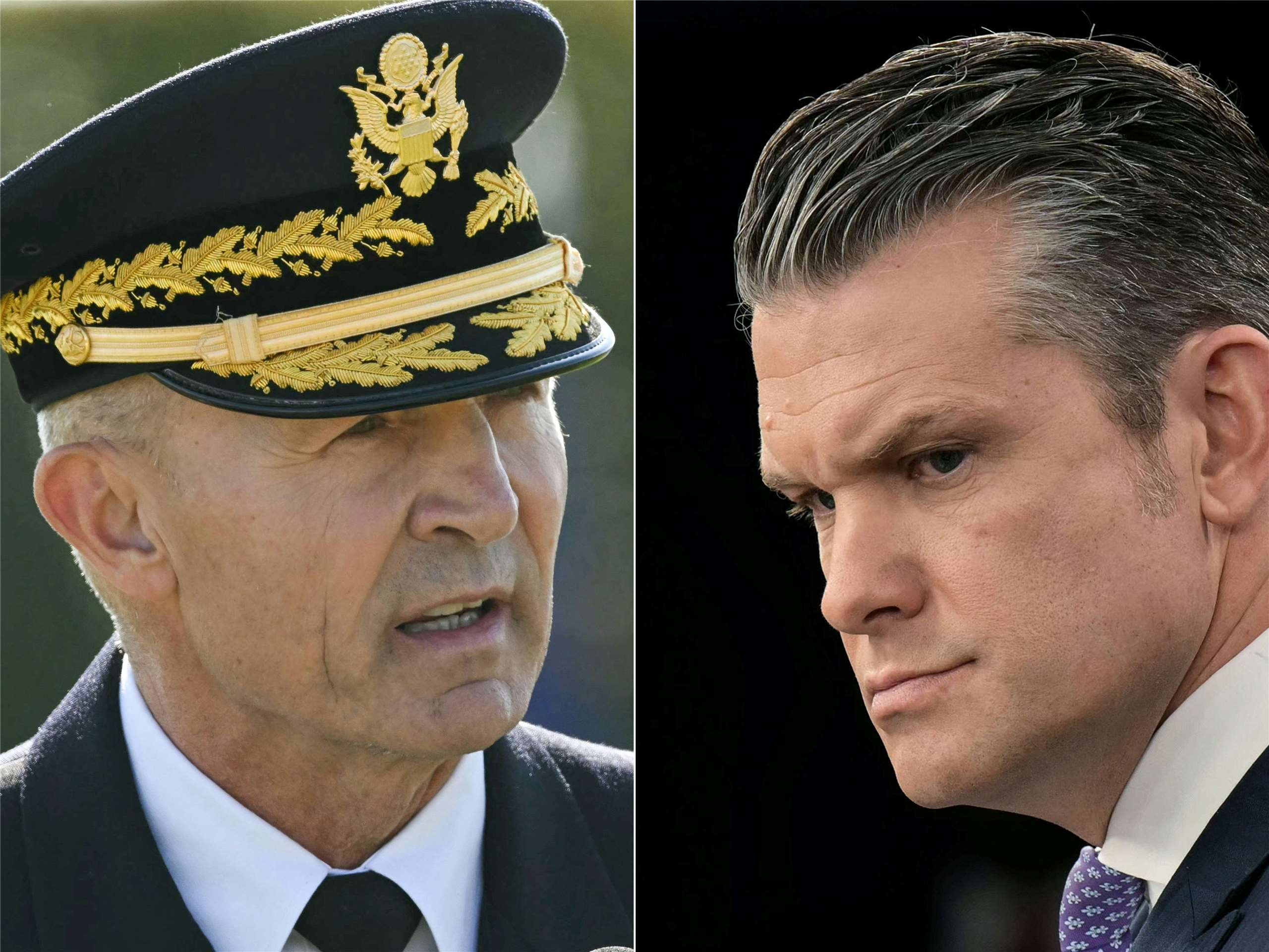 美國國防部長赫格塞斯(Pete Hegseth)(右)要求陸軍參謀長喬治(Randy George)(左)辭職下台。(AFP合成圖)