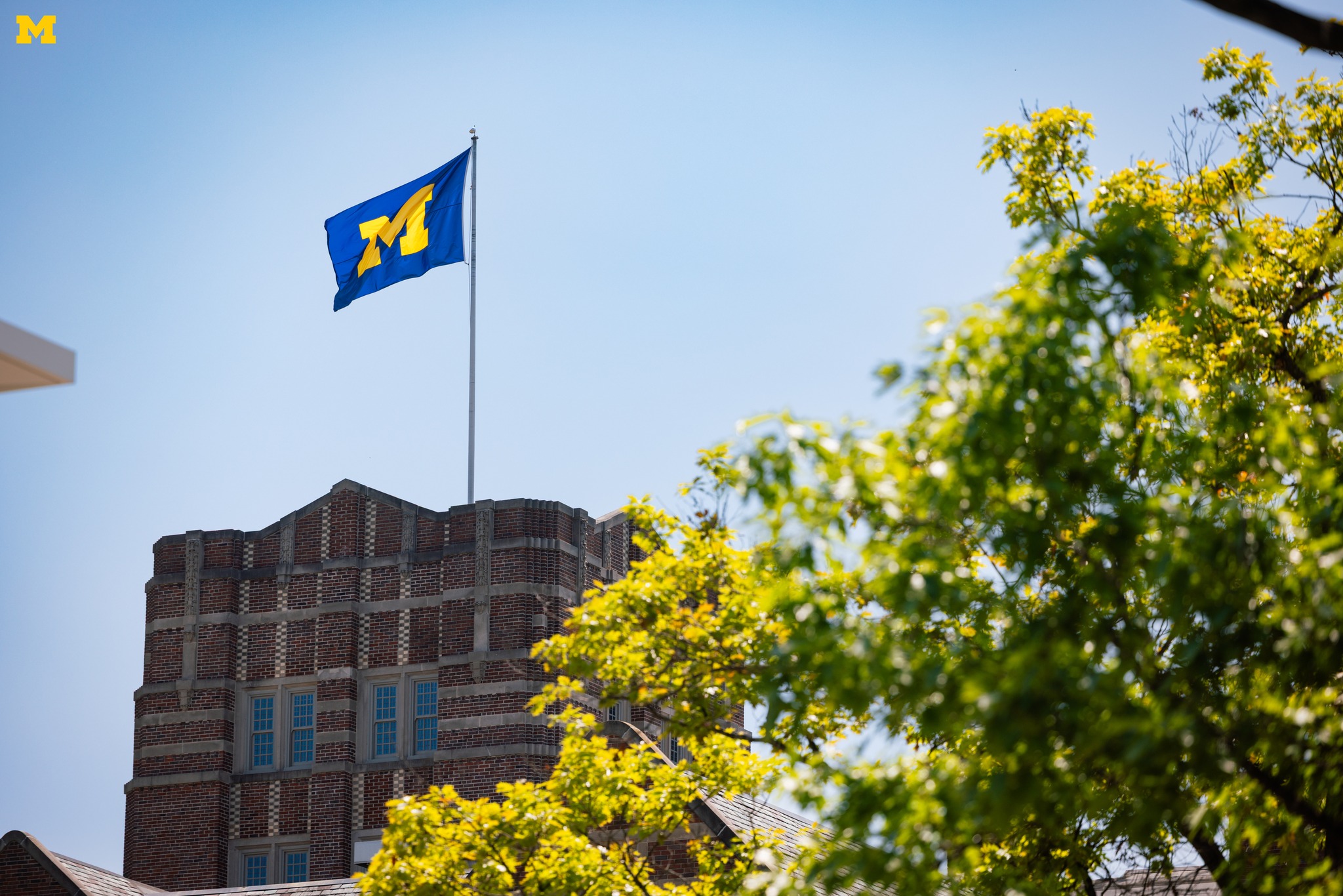 一名中國研究員日前在美國密西根大學校內墜樓死亡，中國當局要求美方調查。圖為美國密西根大學的校旗。 (圖:FB/UniversityOfMichigan)