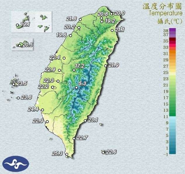 中央氣象署指出，27日環境水氣較少，各地大多為晴到多雲，僅花東地區、恆春半島及午後各山區有零星短暫陣雨。(圖:交通部中央氣象署)