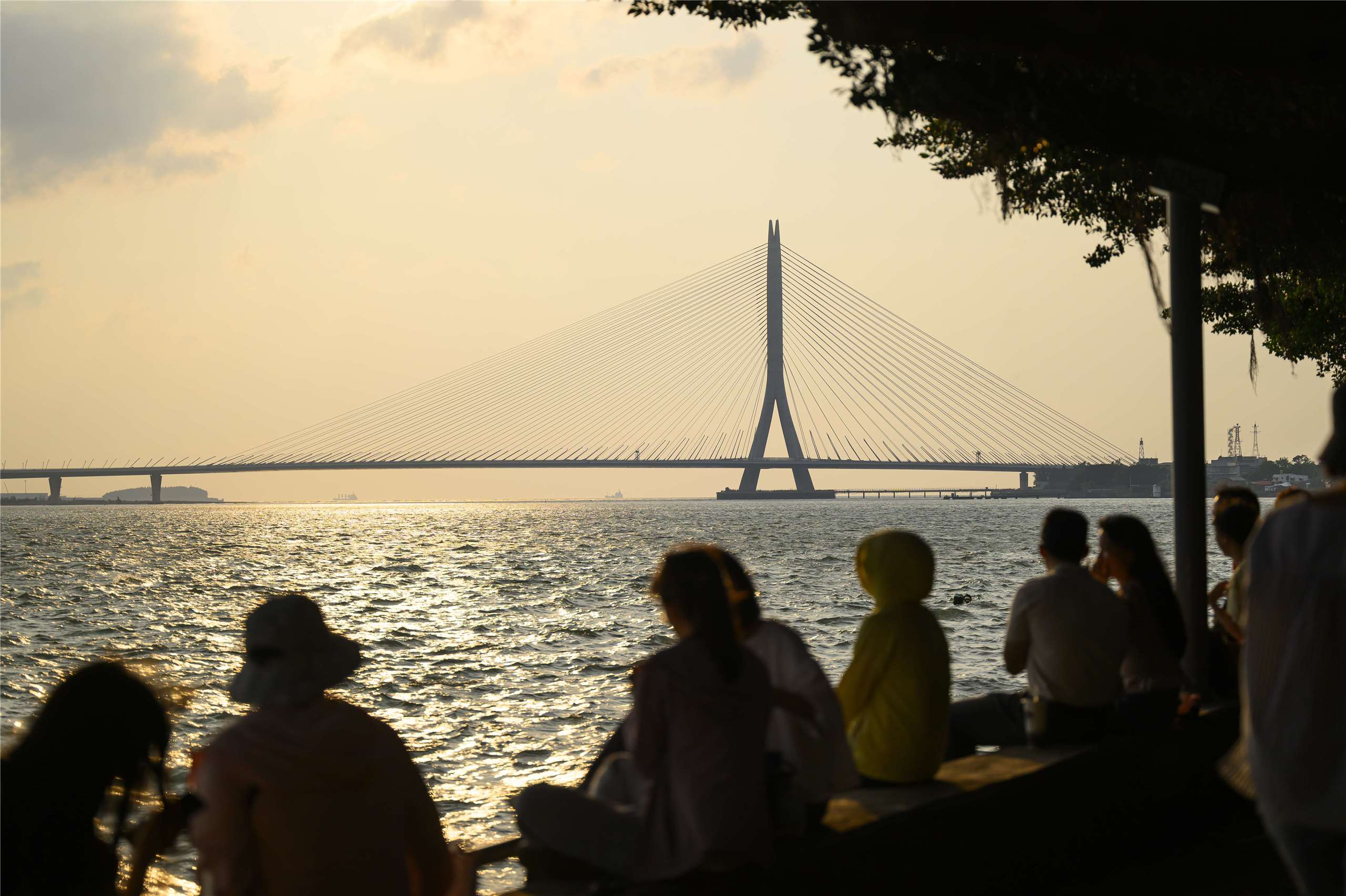 淡江大橋的建築方式，是基於保護「淡水落日」美景的初衷。(公路局及設研院提供)