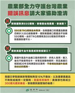 農業部3日表示，台美對等貿易協定(ART)爭取農業最有利條件。(取自農業部官網)