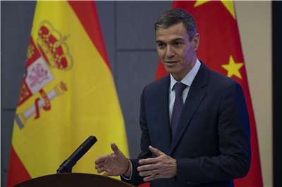 西班牙總理桑傑士(Pedro Sanchez)11日開始展開為期5天的訪中行程。