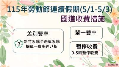 針對勞動節連假，交通部高速公路局祭出國道疏運措施。(高公局提供)