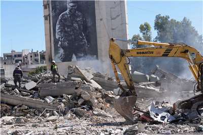 圖為黎巴嫩南方城市納巴蒂葉(Nabatiyeh)上月初遭以色列空襲。