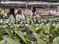 北美洲台灣商會聯合總會7日在台北舉行「台美經貿協議新架構」論壇，在美國經營蘭花產業的錢微之（右）與會，她認為，新的台美經貿架構下，應思考靠近市場的在地化生產。（錢微之提供）