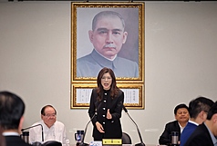 國民黨主席鄭麗文15日下午在國民黨中央黨部主持中常會，報告訪中行成果，同時祝福總統賴清德出訪友邦順利。