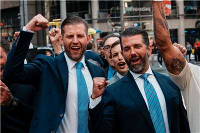 美國 川普的兩個兒子，艾瑞克．川普(Eric Trump)(左)和小唐納．川普(Donald Trump Jr)(右)。資料照片。