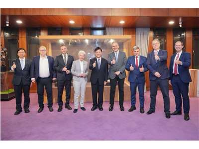 外交部長林佳龍宴請歐洲議會安全暨防衛委員會訪團，強調台灣願積極與歐洲各國交流與合作 (外交部提供)