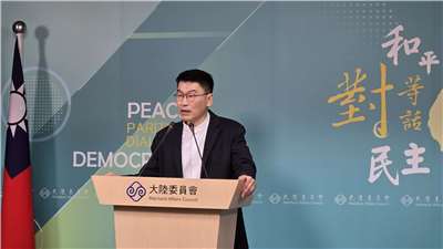 陸委會副主委梁文傑23日主持陸委會例行記者會。(陳國維 攝)