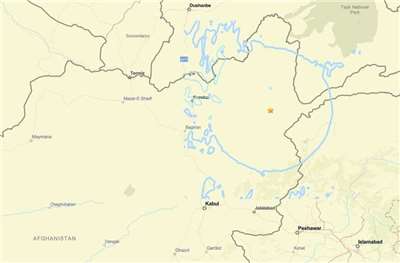 阿富汗3日發生規模5.9強震。 (圖:USGS)