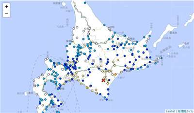 日本氣象廳報導，北海道27日清晨5點23分左右發生規模6.1地震，深度約80公里。(翻攝日本氣象廳官網)
