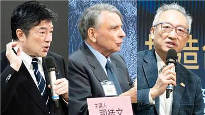 第14屆「海內外台灣國是會議」26日於台北登場，邀請日本前防衛副大臣中山泰秀(左起)、前AIT處長司徒文及外交部次長吳志中等人，就美日台三邊關係進行專題演講。(楊仁翔攝)