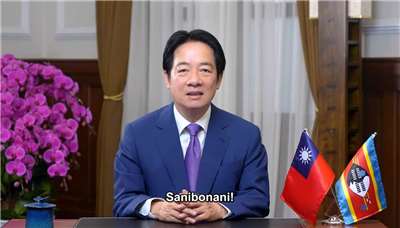儘管受到中國阻撓無法親自訪問史瓦帝尼，但賴清德總統仍以影片並全程以英文演說，表達感謝史瓦帝尼挺台。(翻攝總統府YT)