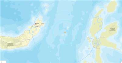 美國地質調查所(US Geological Survey, USGS)表示，印尼東部近海2日發生規模7.4的強烈地震。(圖:美國地質調查所(US Geological Survey, USGS))