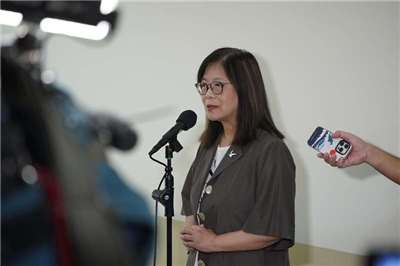 海委會主委管碧玲7日到立法院接受施政總質詢前受訪。資料照。