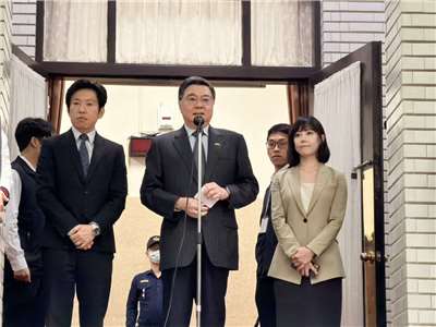 行政院長卓榮泰7日赴立法院施政總質詢前受訪。(鄭佑漢 攝)